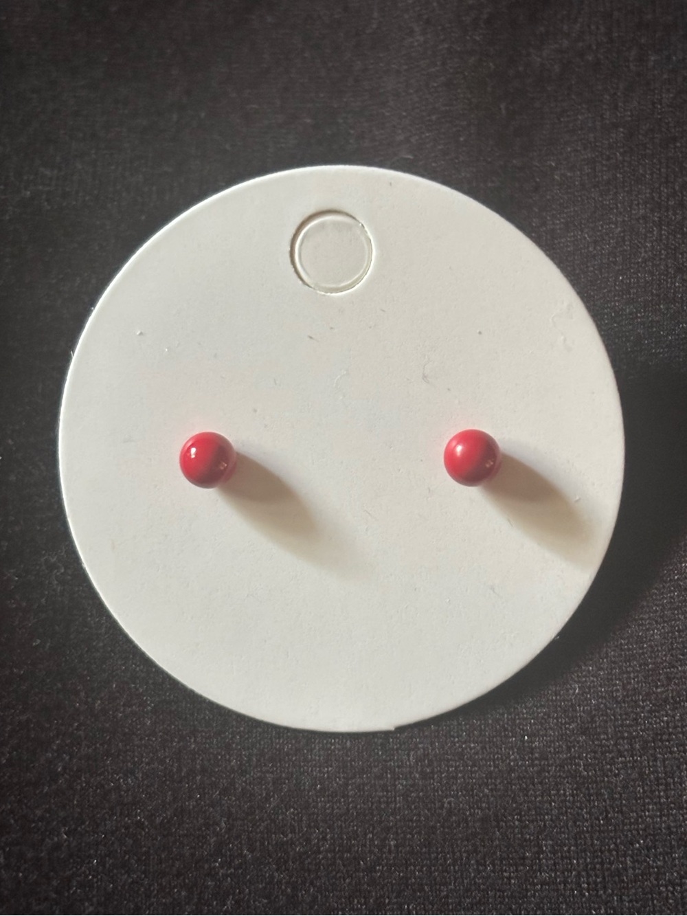 red stud ball earrings